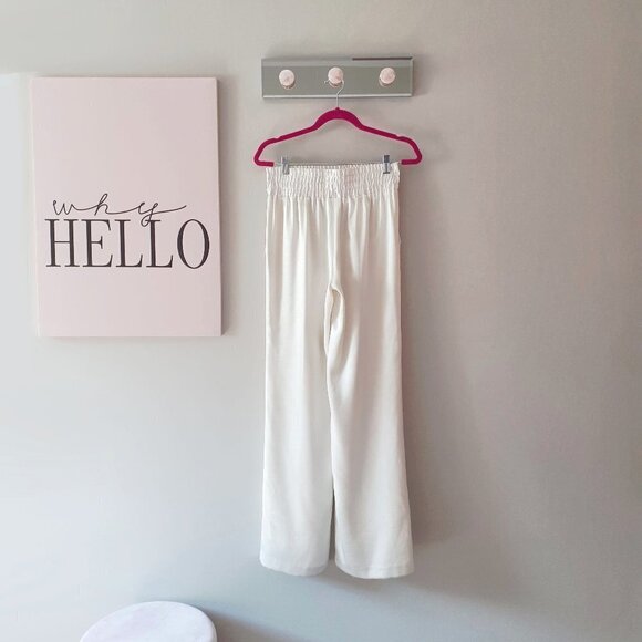 NWT Cinq à Sept ivory shiny wide leg pants, XS - Picture 14 of 16